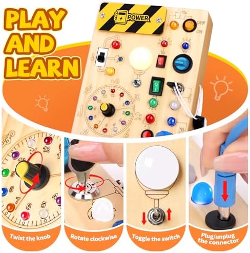 Grarain Busy Board for Toddlers - Montessori Educational Toy for 1-3 Year Old Boys & Girls | Travel-Friendly Sensory Learning Activity | Ideal for Kids with Autism(Clocks Busy Board)