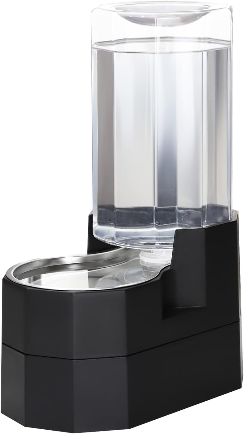 Sfozstra 5L Cat Gravity Water Bowl Dispenser: Stainless Steel Bowl | No Power Needed / No Filter Required / Spill Proof Design / Easy Cleaning / Cats & Small Dogs / Home Crate Area & Travel