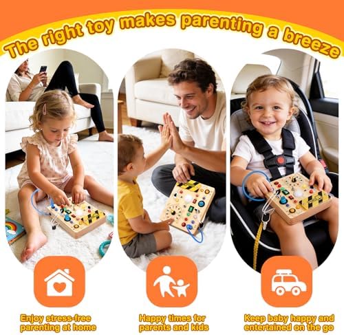 Grarain Busy Board for Toddlers - Montessori Educational Toy for 1-3 Year Old Boys & Girls | Travel-Friendly Sensory Learning Activity | Ideal for Kids with Autism(Clocks Busy Board)