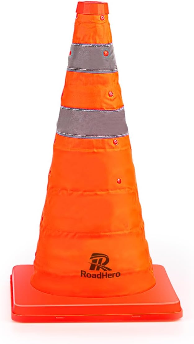 RoadHero 28 Inch 4 Pack Collapsible Traffic Safety Cones with Bag, Orange