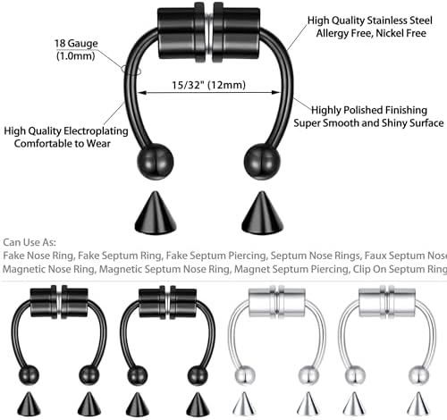 1-16Pcs 16G 18G 20G 22G Nose Rings Hoops Nose Piercings Fake Nose Ring Fake Septum Nose Ring Fake Lip Rings Fake Septum Piercing Fake Nose Piercing Fake Nose Hoop Faux Nose Rings Clip On Nose Cuffs Nose Piercing Jewelry Nose Rings for Women Men Nose Hoops