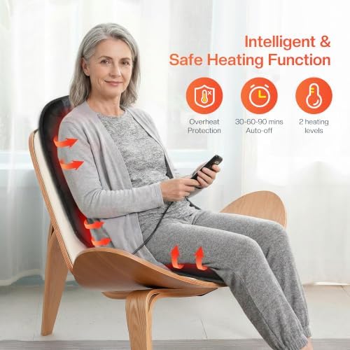 Vibration Massage Chair Pad, Back Massager with Heat, Massage Seat Cushion