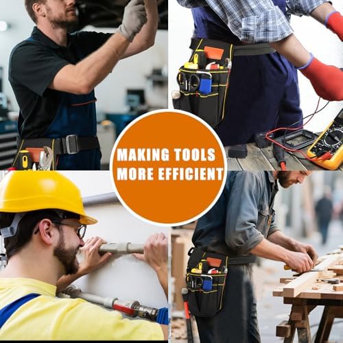 Small Tool Pouch, Small Tool Bag, Tool Pouch with Belt, Industrial Grade Thickened Wear-Resistant Oxford Cloth, 12 Storage Ports, 10.2" x 5.5", Ideal for Electricians, Mechanics, Carpenters and More