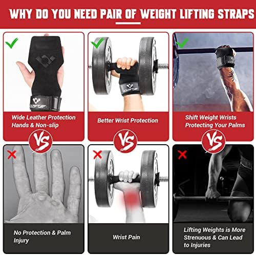 Weight Lifting Wrist Strap, Double-Layer Leather for Deadlift Powerlifting