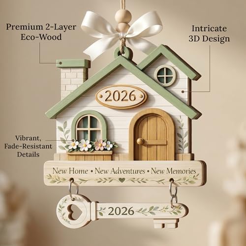 New Home Ornament 2026, New Home Gifts, Housewarming Presents, New House Gift, Welcome Home Gift, First Home Gifts, Home Sweet Home Decor, 4x4 inch (ONM Newhome Eco)