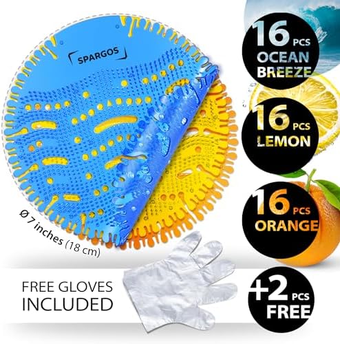 Spargos Urinal Screen Deodorizer, 50 Pack Cakes and Pads