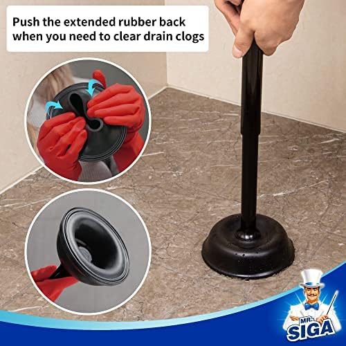 MR.SIGA Toilet Plunger with Holder, Plungers for Bathroom Heavy Duty, Black