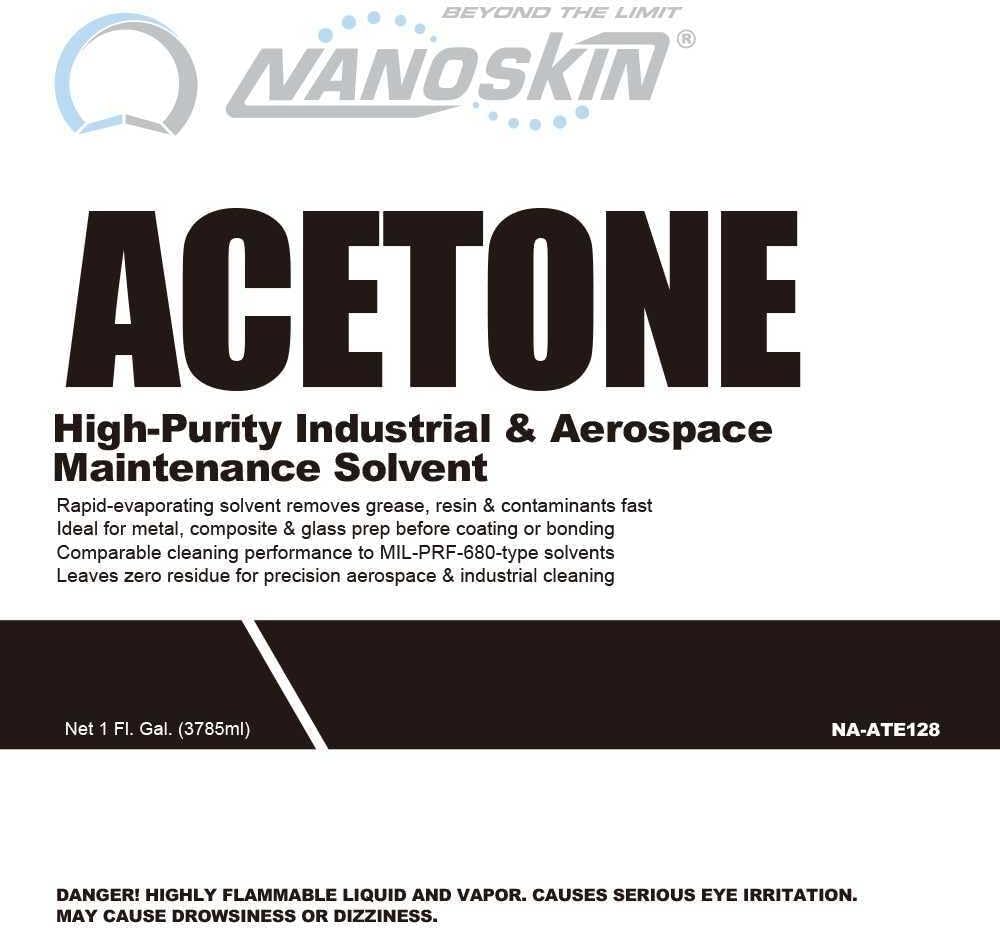 Nanoskin Acetone 1 Gallon – Industrial & Aerospace Grade Solvent Cleaner, Fast-Evaporating Degreaser for Metal, Glass & Composite Surface Prep, Residue-Free Formula for Paint & Adhesive Removal