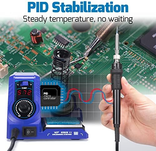 WEP 926LED V3 Soldering Station 130W MAX Soldering Iron Kit with Solder Wire, 5 Soldering Tips, Tweezers, Solder Sucker, Tip Cleaner, Temperature Control, Sleep Mode, C-F Conversion