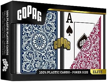 Copag 1546 Design 100% Plastic Playing Cards, Poker Size (Standard) Red/Blue (Jumbo Index, 1 Set)