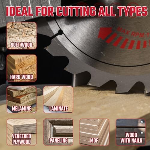 Circular Saw Blade 6-1/2" 24T&60T for Cutting Wood, 5/8" Arbor