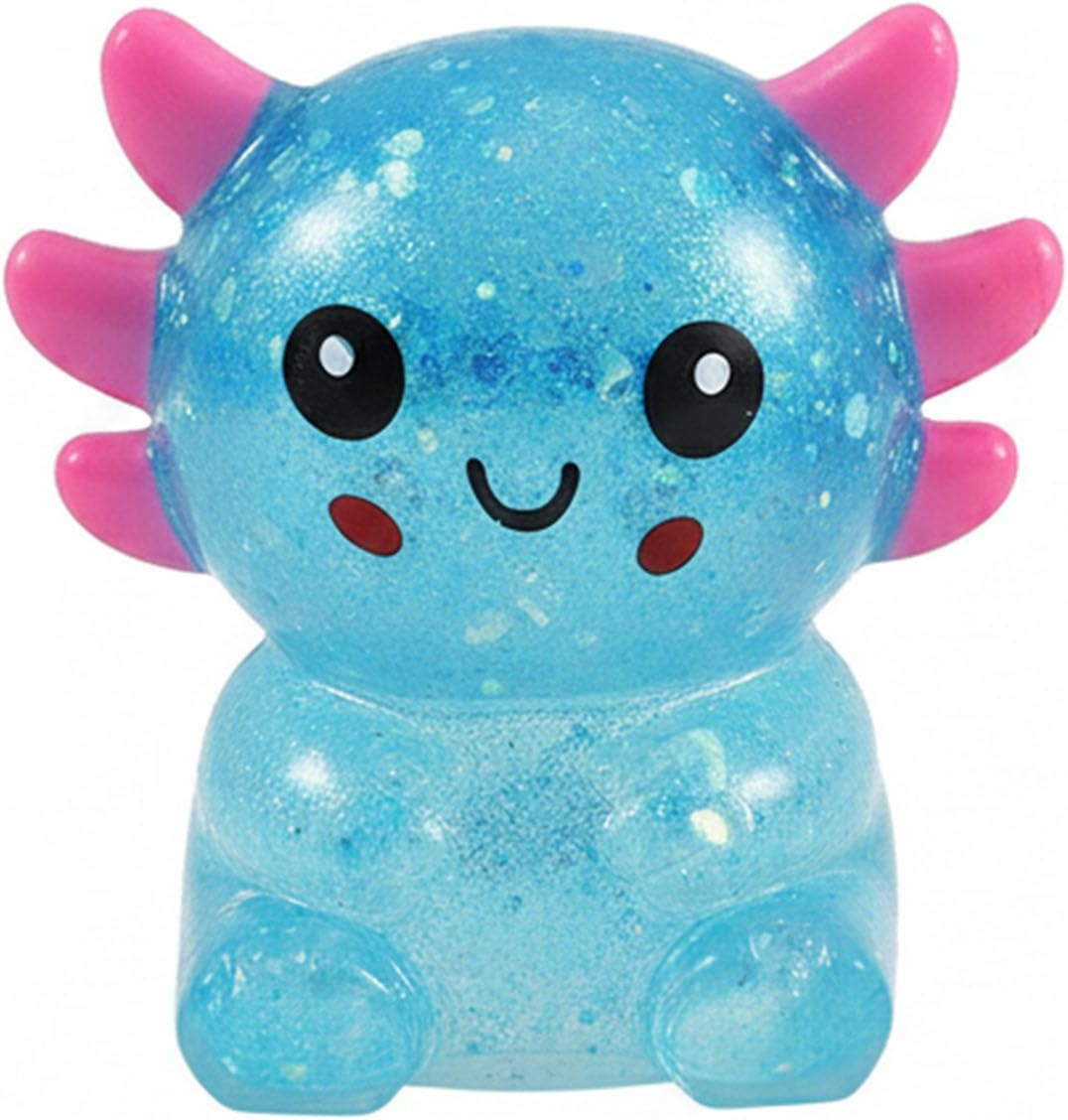 Glitter Axolotls Squishies Toy, Stretchy Axolotls Stress Ball, Fidget Toy for Anxiety Relief and Sensory Play, Pocket Size Squeeze Toys Gift for Kids Teens Adults.(Pink)