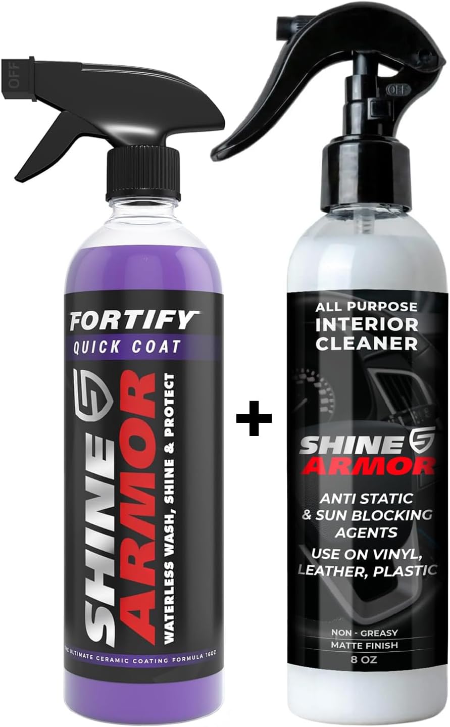 SHINE ARMOR Fortify Quick Coat - 8oz Ceramic Waterless Detailer Spray | 3-in-1 Wash, Wax & Nano-Ceramic Coating | Mirror Shine, Zero Streaks, No Dust Residue | 6-12 Month Protection | Made in USA