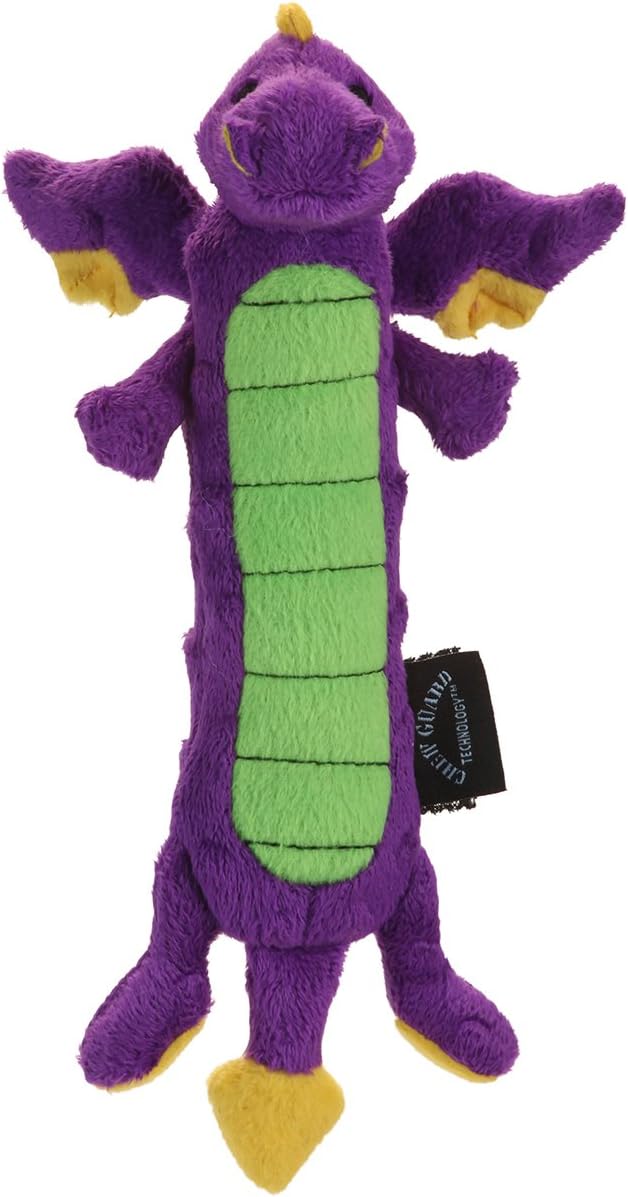 goDog Bubble Plush Dragons Squeaky Dog Toy, Chew Guard Technology - Coral, Large
