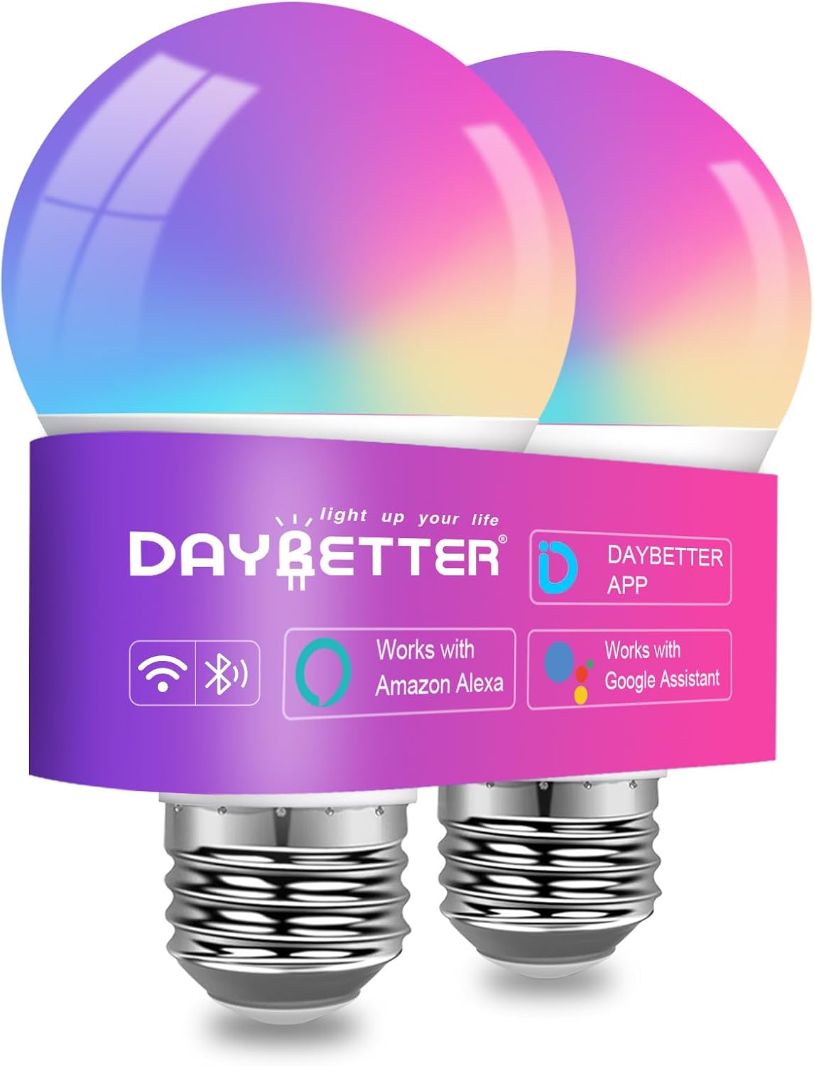 DAYBETTER A19 E26 Smart Light Bulbs,Compatible with Alexa & Google Home