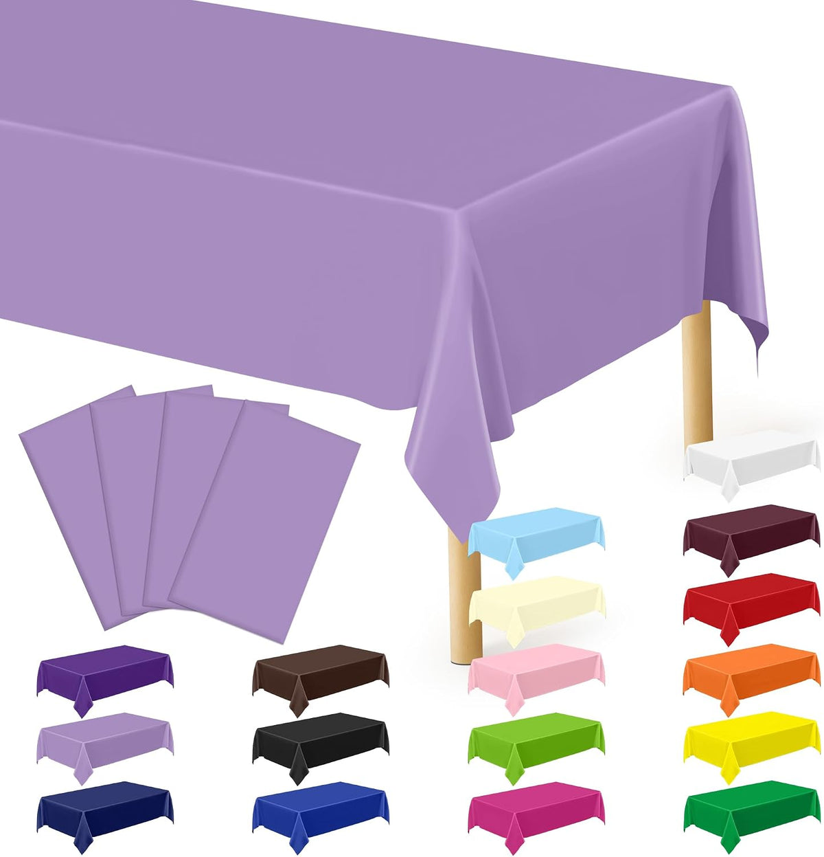 4Pack Black and Gold Tablecloths for Events, 54" x 108" Plastic Table Cloth Disposable for Rectangle Tables, Waterproof Table Cloth Cover for New Years Eve Decorations Holiday Birthday Wedding Dining
