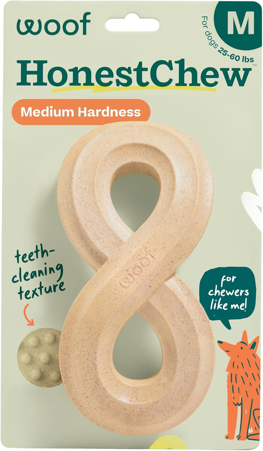 WOOF HonestChew Infinity Dog Chew Toy for Dogs Under 25 lbs | Plant-based materials, easy-grip design, splinter-resistant, durable chew, supports dental care