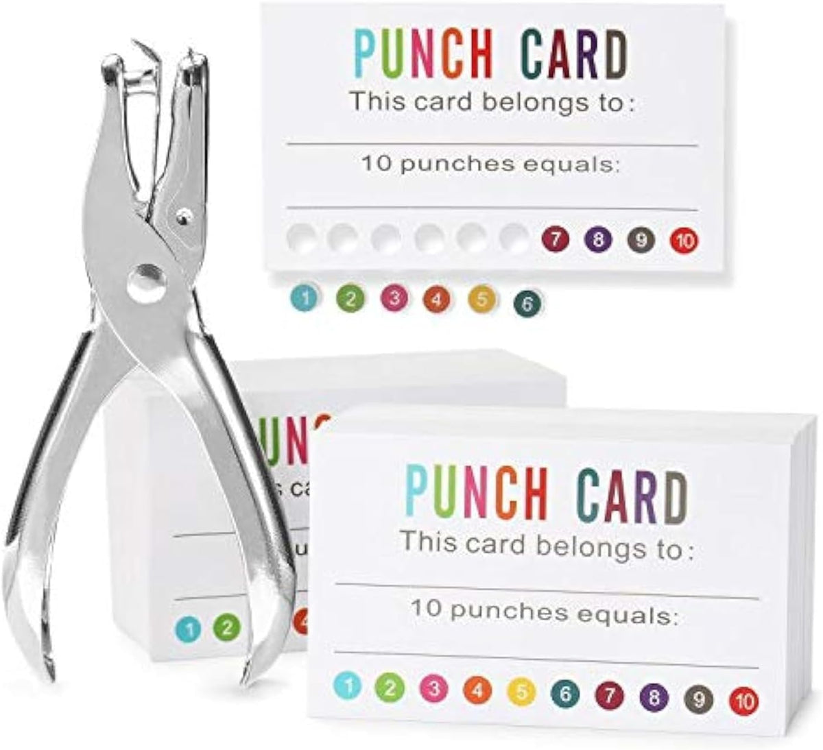 ONEDONE Punch Cards 200 Pack Reward Punch Cards for Classroom with Puncher
