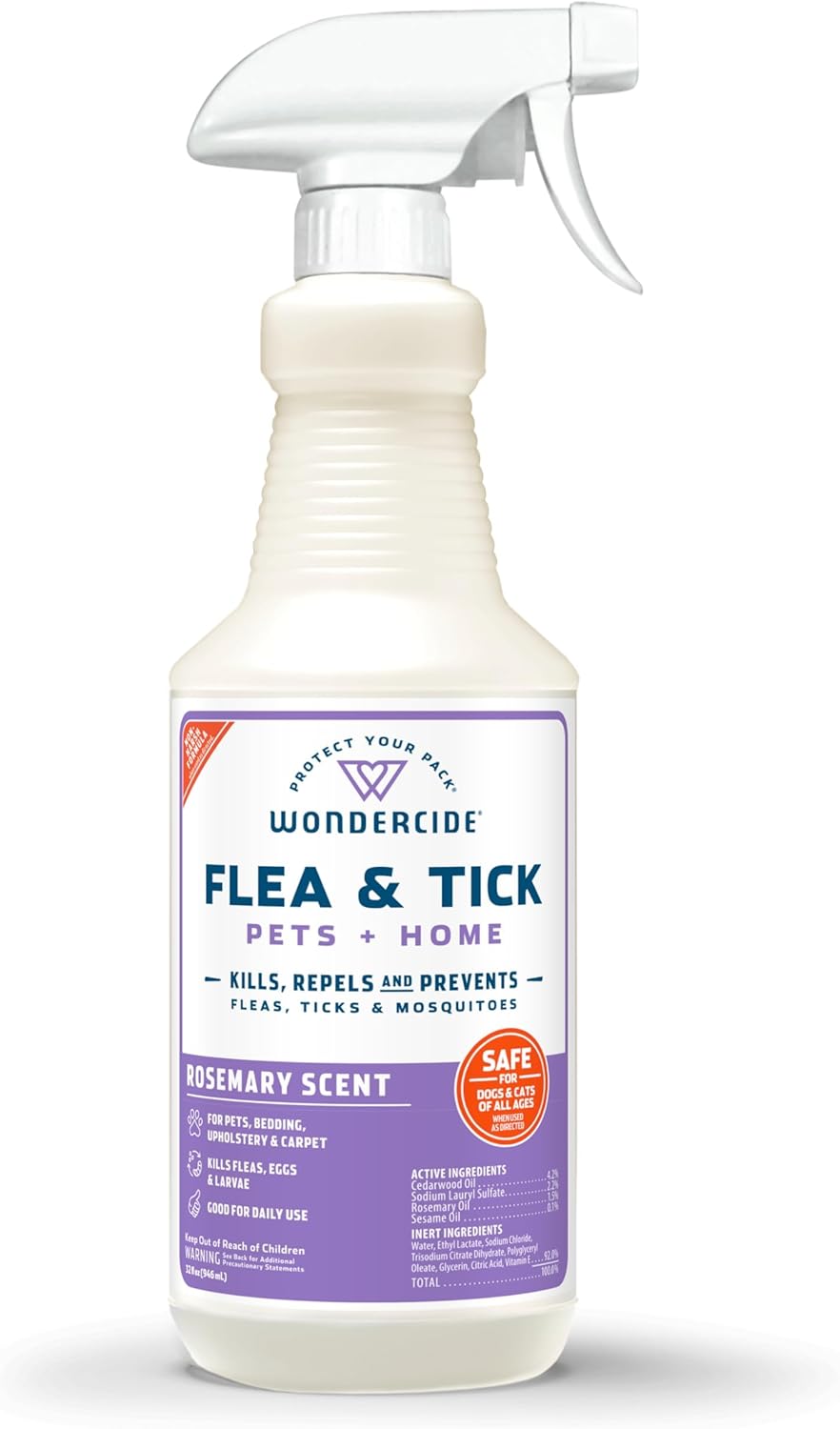 Wondercide - Flea, Tick & Mosquito Spray for Pets and Home with Natural Essential Oils - Killer, Control, Prevention, Treatment - Lemongrass 16 oz