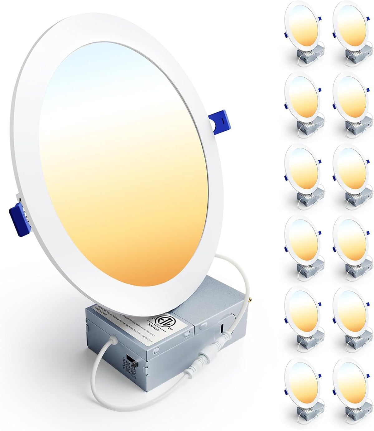 Ensenior 12 Pack 6 Inch LED Recessed Ceiling Light, 5CCT, 1200LM 12W 120V