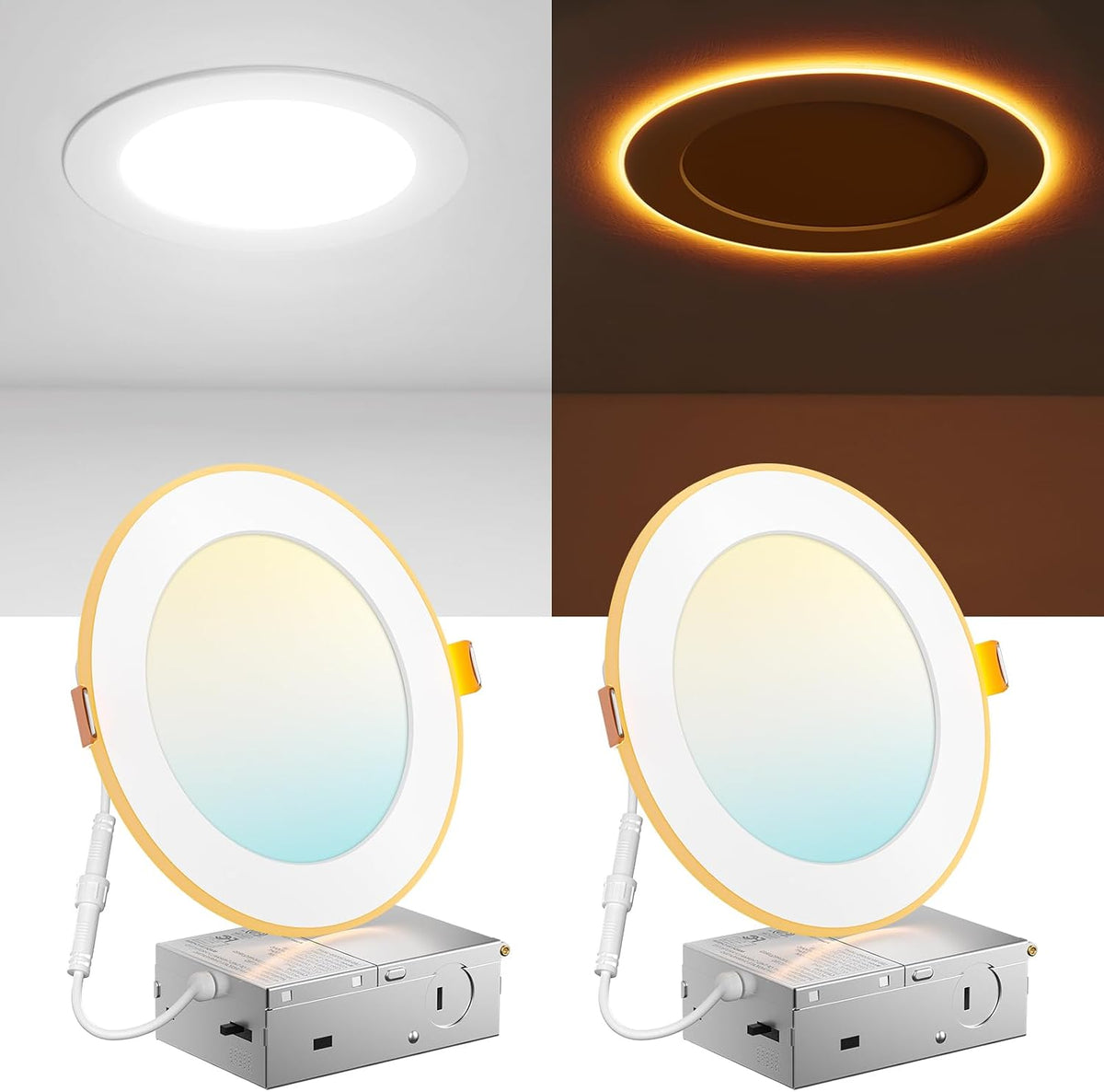 Amico 12 Pack 6 Inch LED Recessed Light with Night Light, 5CCT, 1100LM