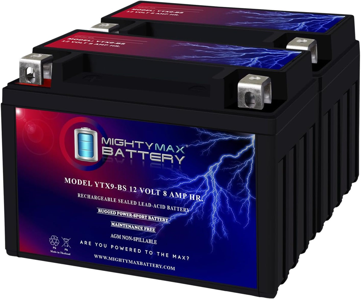 Mighty Max Battery YTX9-BS -12 Volt 8 AH, 135 CCA, Rechargeable Maintenance Free SLA AGM Motorcycle Battery