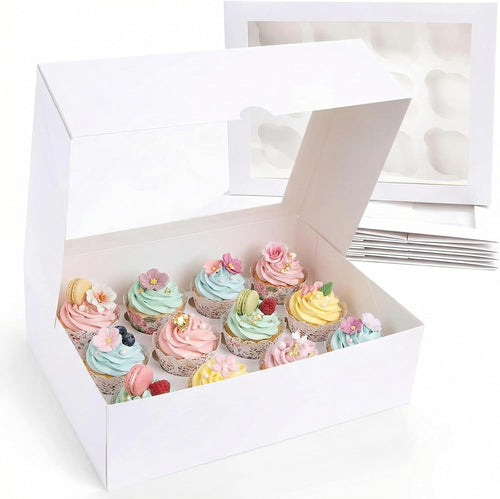 VGOODALL 12 Count Cupcake Boxes, 6 PCS Cupcake Container with Window