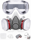 LAUCO Premium Respirator Kit - Reusable Half Face Cover Set with Safety Glasses for Gas, Painting, Machine Polishing, Staining, Car Spraying, Sanding & Cutting, DIY and Other Work Protection
