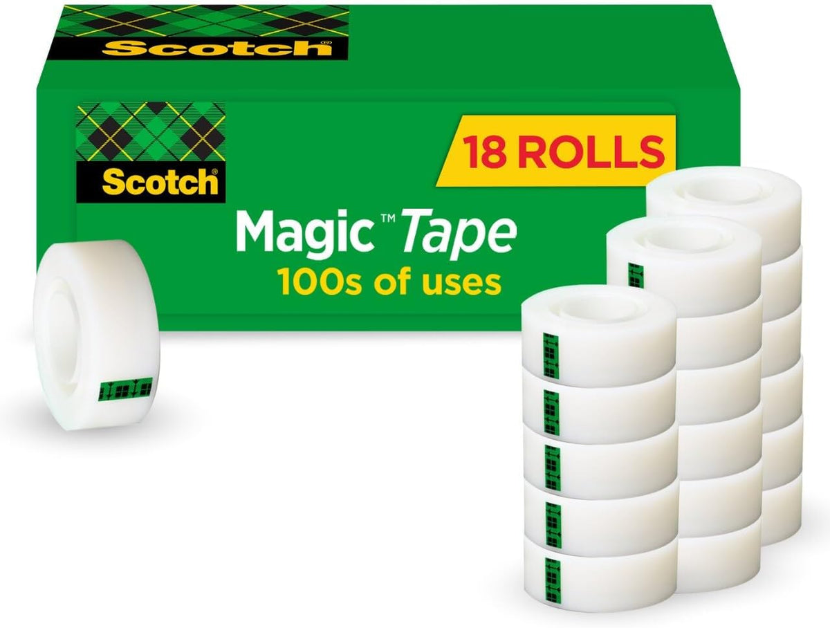 Scotch Magic Tape, Invisible, 12 Rolls