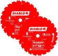 Diablo Framing Saw Blade for Wood - 7-1/4" x 24-Tooth, Thin Kerf, Anti-Vibration, Long Life for Framing & Pressure-Treated Wood, Tracking Point Tooth Design - Pack of 10 - D0724A