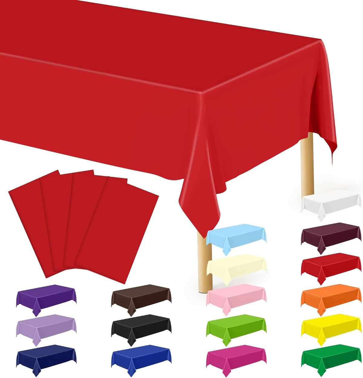 4Pack Black and Gold Tablecloths for Events, 54" x 108" Plastic Table Cloth Disposable for Rectangle Tables, Waterproof Table Cloth Cover for New Years Eve Decorations Holiday Birthday Wedding Dining