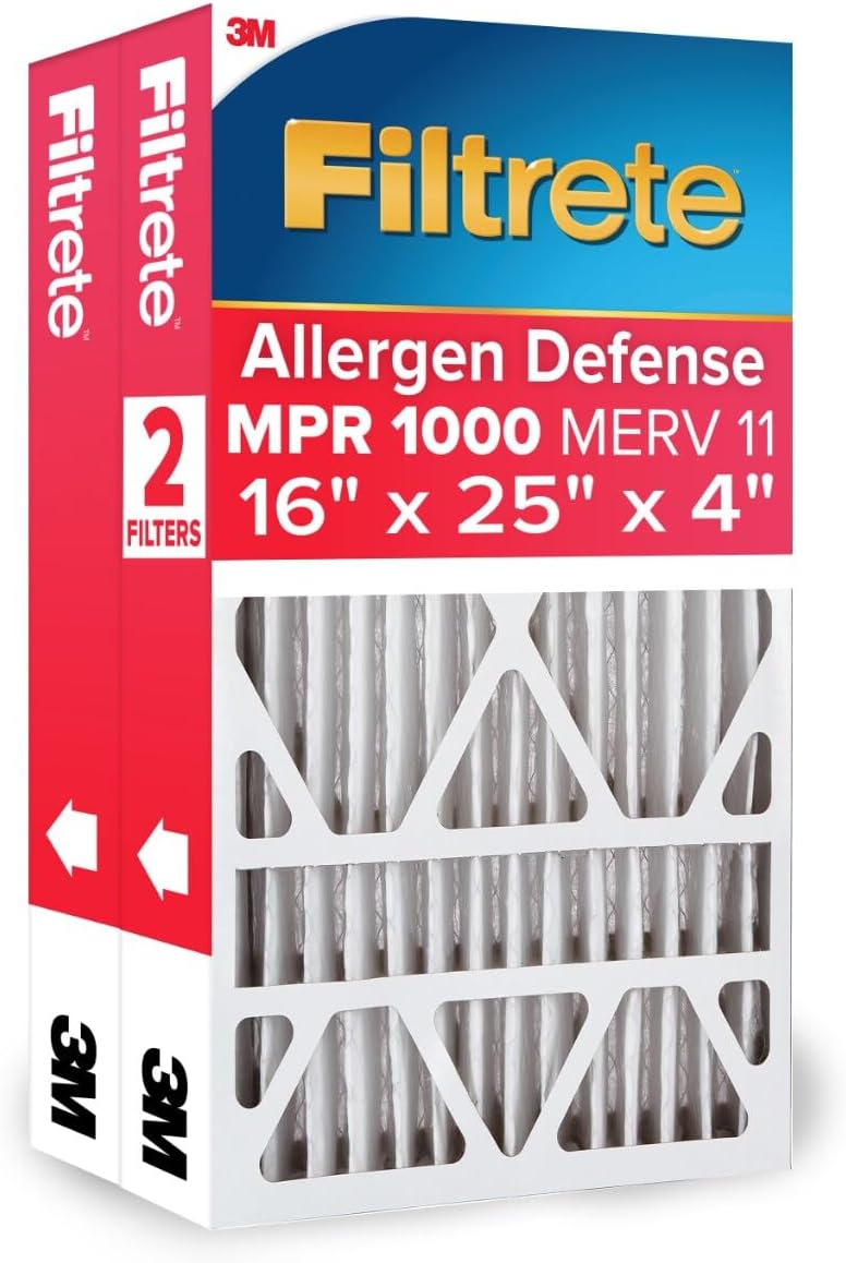 Filtrete 16x25x4 Air Filter, MERV 11, MPR 1000, 2 HVAC Filters