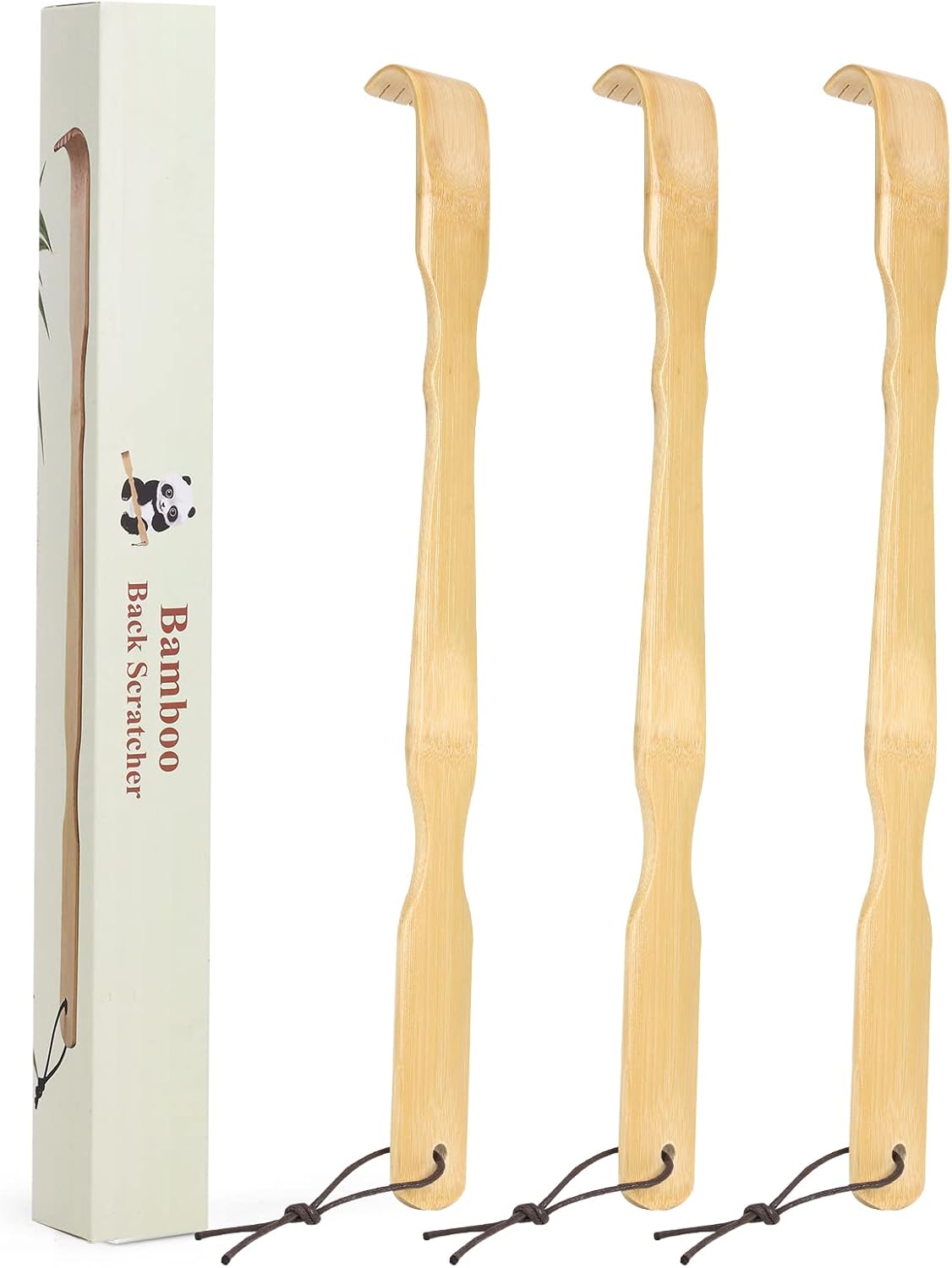 YIMICOO 2 Pack Wooden Bamboo Back Scratcher, 17 Inch Long Handle Back Scratchers for Adults Men Women, with Beautiful Gift Packaging