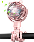 Portable Stroller Mini Fan, Small Rechargeable Personal Fan, Baby Travel Essentials for Wagon, Car Seat, Treadmill, Battery Powered Biking Gear Accessories, 360° Rotation, 3-Speed, Display, Black