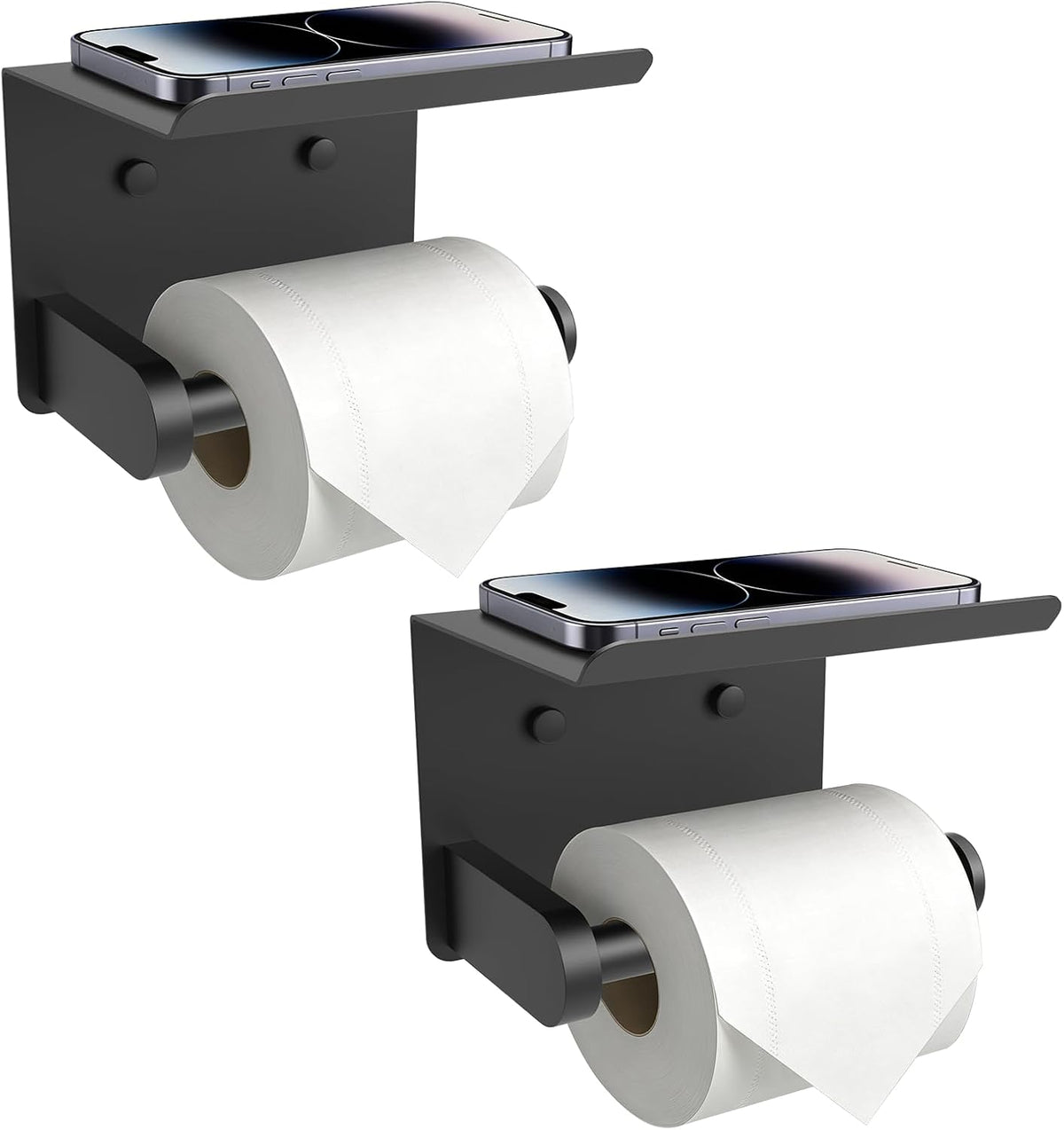 SetSail Toilet Paper Holder with Shelf, Matte Black