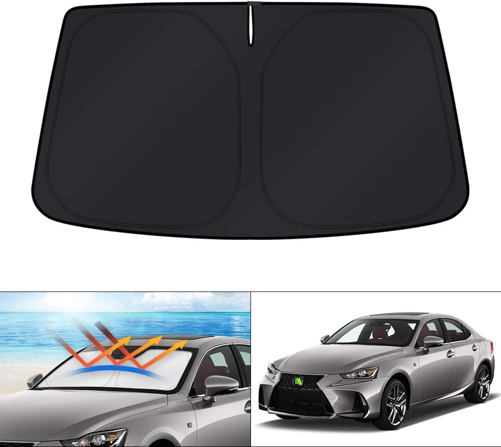 KUST Windshield Sun Shade for 2017-2026 Tesla Model Y/Model 3 Sunshade Accessories (Fit 2025-2026 Model Y Juniper / 2024 Model 3 Highland) Upgraded Foldable Sunshade, Blocks UV Rays Keep Car Cool