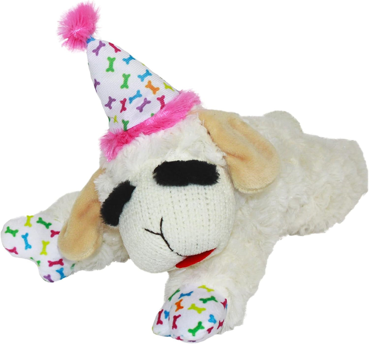 Multipet Lamb Chop Dog Plush Toy - Squeaky Toy for Small & Medium Dogs - Extra Soft Plush - Stuffed Animal for Cuddling & Playing (10", Cream, 5 Squeakers)