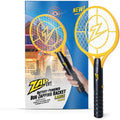 ZAP IT! Battery Powered Fly Swatter Racket - 3,500-Volt Mosquito Zapper with 2 AA Batteries Included and LED Light -Medium- Safe 3-Layer Mesh, Dark Yellow, Bug Zapper Racquet for Indoors and Outdoors