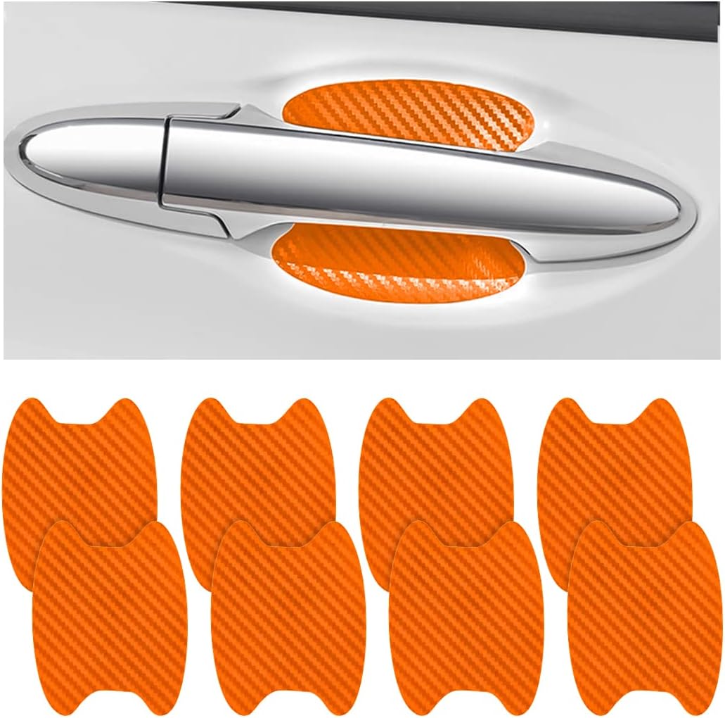 Blilo 4PCS Carbon Fiber Car Door Cup Protector Films, Black