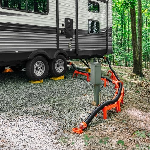 Camco RhinoFLEX 10-foot RV Sewer Hose Extension - Features Collapsible Design for RV Storage - Includes Pre-Attached Lug & Bayonet Fitting -Heavy Duty Polyolefin & Reinforced w/Steel Wire (39774)