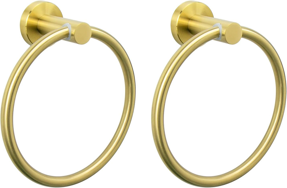 NearMoon Bath Towel Ring, Bathroom Hardware Accessories-Thicken Stainless Steel Hand Towel Holder for Bathroom, Modern Round Towel Hanger Wall Mounted (Brushed Nickel, 1 Pack)