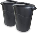 United Solutions 32 Gallon Wheeled Outdoor Garbage Can with Attached Snap Lock Lid and Heavy-Duty Handles, Black, Heavy-Duty Construction, Perfect Backyard, Deck, or Garage Trash Can, 2 Pack