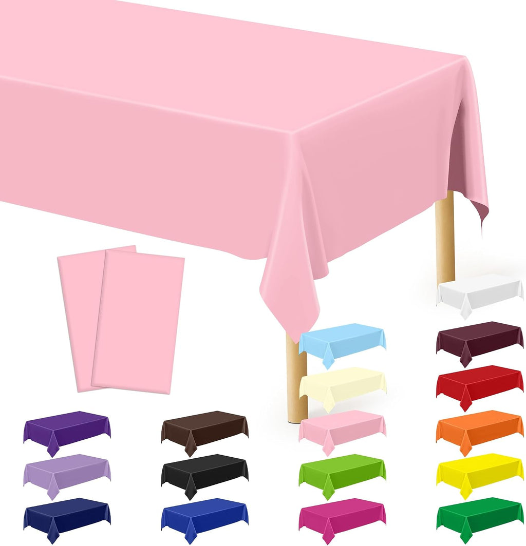 4Pack Black and Gold Tablecloths for Events, 54" x 108" Plastic Table Cloth Disposable for Rectangle Tables, Waterproof Table Cloth Cover for New Years Eve Decorations Holiday Birthday Wedding Dining