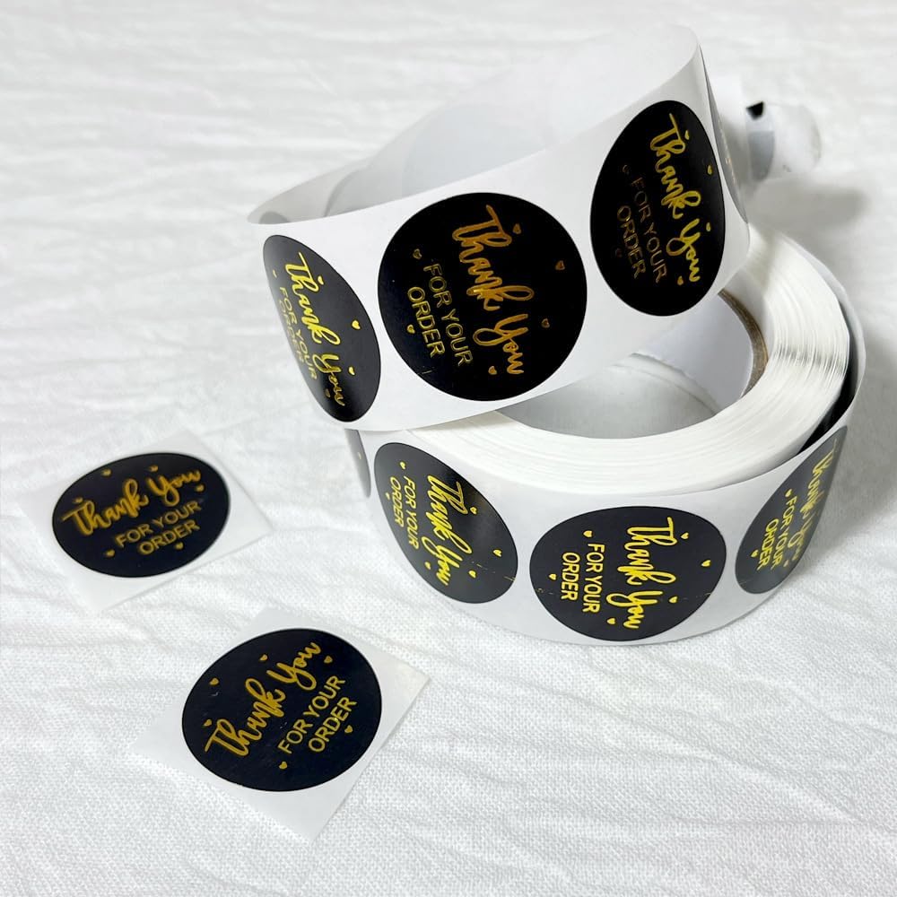 Thank You Stickers - 500Pcs 1inch Elegant Labels for Supporting Business, Packing, and Gifts