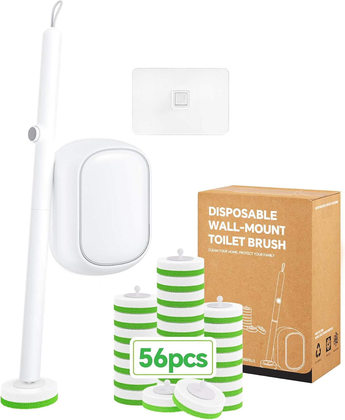 Disposable Toilet Cleaning System - Toilet Brush Kit with 36 High-Performance Refills, Wall Mounted Toilet Brush and Holder for Deep Cleaning Bathroom (Toilet Brush+18 Refills)