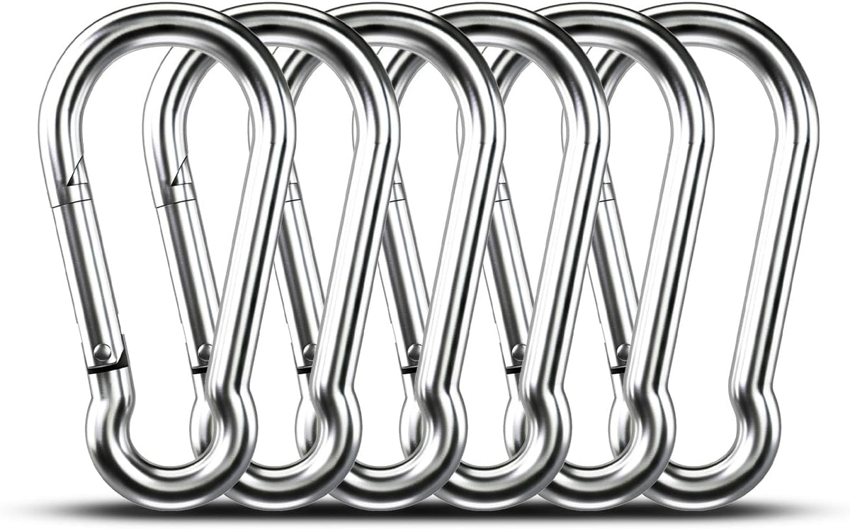 Small Carabiner Clip Hooks, 10pcs 1.57 inch Carabiners Heavy Duty, 304 Stainless Steel Spring Snap Hook Fits Camping Hiking, Metal Clips for Rope Chain Keychain Keys Rings