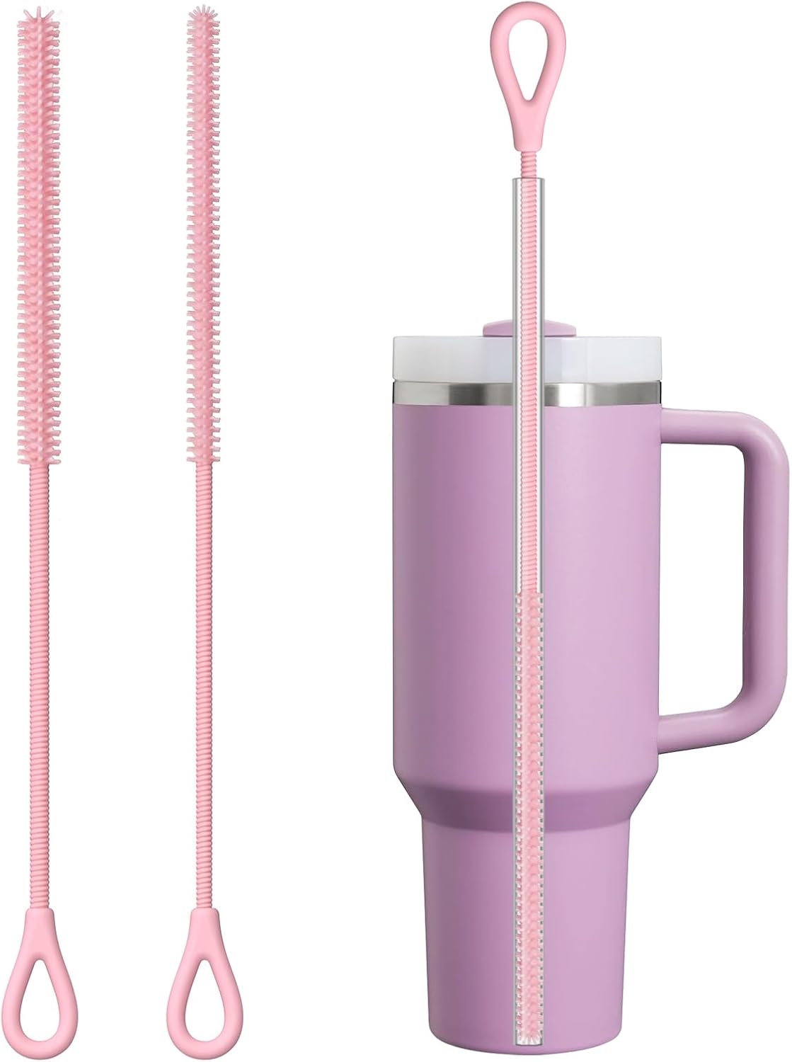 Straw Cleaner Brush for Stanley, 4Pcs Reusable Extra Long Straw Cleaning Brush for 14oz 20oz 30oz 40oz Stanley Mug, Cleaning Brush for All Plastic, Glass, Stainless and Silicone Straws