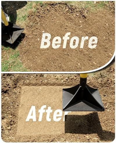 8"x8" Steel Tamper with 48" Handle, Heavy Duty Hand Compactor Tool for Leveling Soil, Gravel, Sand, Asphalt, Ground, Paver, Driveway, Garden, Yard and Blacktop Repair