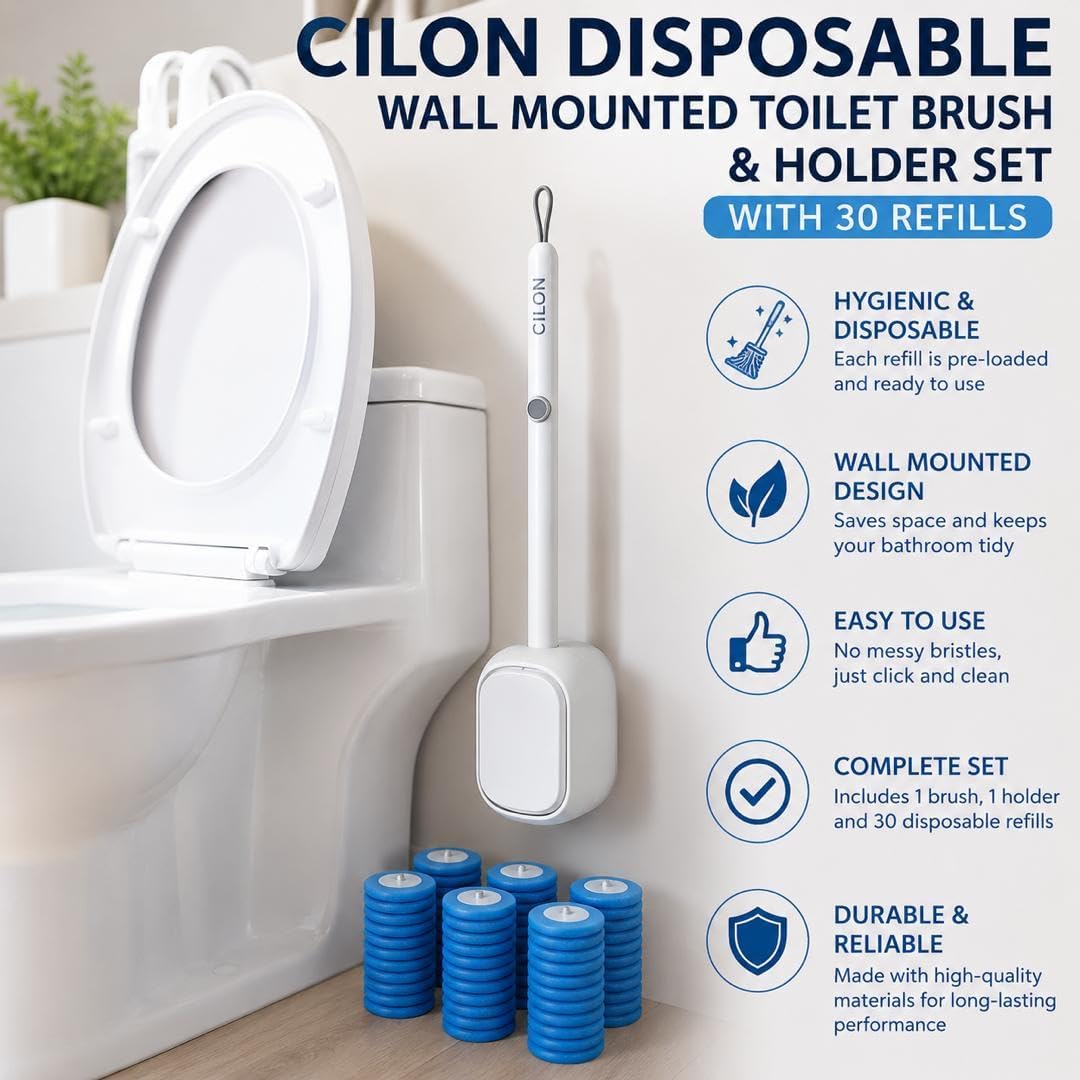 CiLoN Disposable Toilet Brush, Toilet Wand Cleaning System, Bowl Scrubber