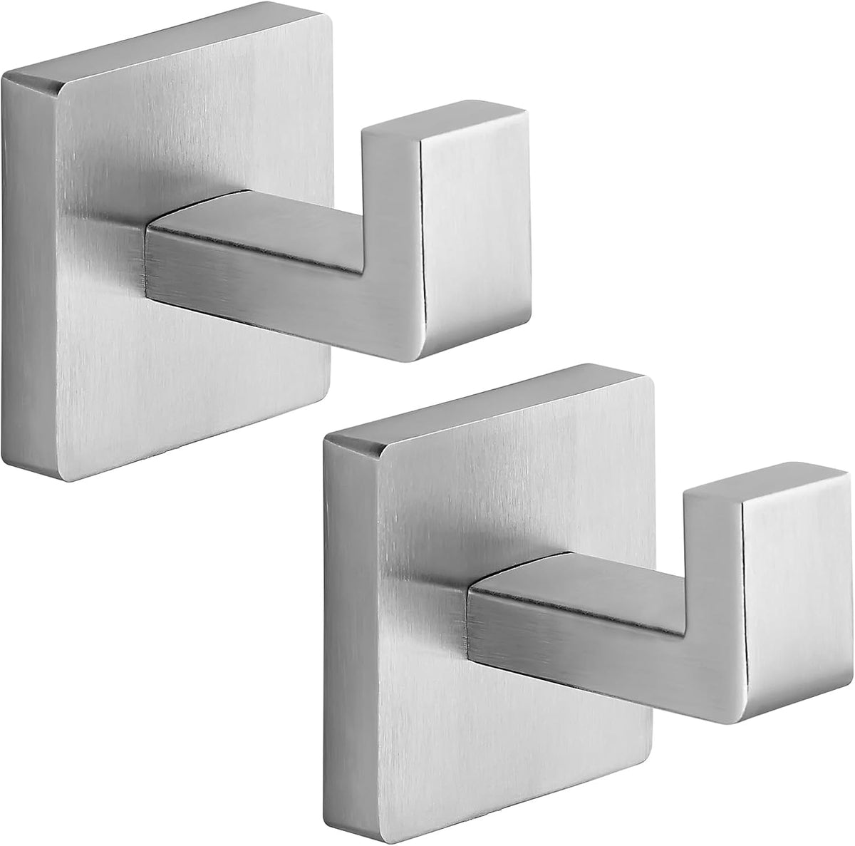 Heavy Duty Stainless Steel Towel Hooks, Wall Mounted Square Robe Hooks for Bathroom, Kitchen, Bedroom, Hotel Matte Black 2 Pack